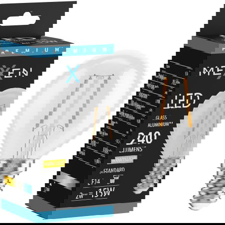 Mexen Vintis LED vlákno žárovka E14, G45, 2W, Teplá - 2700K, 240 lm, čirá - L156-E14-0227-00