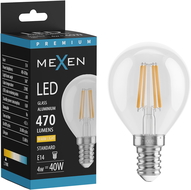 Mexen Vintis LED žárovka filament E14, G45, 4W, Teplá - 2700K, 470 lm, čirá - L156-E14-0427-00