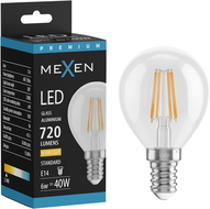 Mexen Vintis LED žárovka filament E14, G45, 6W, Teplá - 2700K, 720 lm, čirá - L156-E14-0627-00
