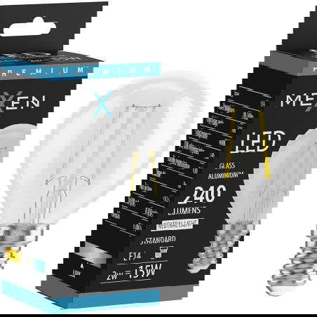 Mexen Vintis LED žárovka s vláknem E14, G45, 2W, Neutrální - 4000K, 240 lm, čirá - L156-E14-0240-00