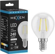 Mexen Vintis LED žárovka s vláknem E14, G45, 2W, Neutrální - 4000K, 240 lm, čirá - L156-E14-0240-00