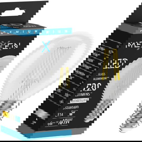 Mexen Vintis LED filamentová žárovka E14, G45, 6W, Neutrální - 4000K, 720 lm, čirá - L156-E14-0640-00