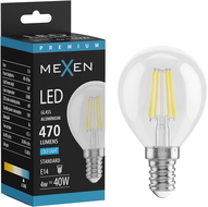 Mexen Vintis LED filamentová žárovka E14, G45, 4W, Studená - 6500K, 470 lm, čirá - L156-E14-0465-00