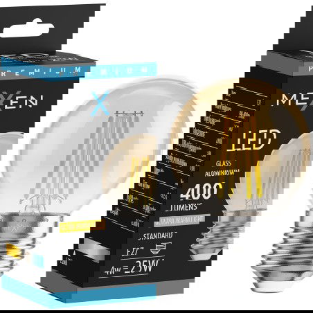 Mexen Vintis LED filament žárovka E27, G45, 4W, Teplá - 2200K, 400 lm, jantarová - L156-E27-0422-50