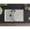 Mexen Bruno granitový dřez 1-komorový s odkapávačem 795 x 495 mm, bílý, černý sifon - 6513791010-20-B