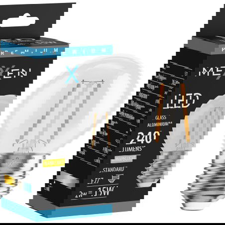 Mexen Vintis LED žárovka filament E27, G45, 2W, Teplá - 2700K, 240 lm, čirá - L156-E14-0227-00 - L156-E27-0227-00