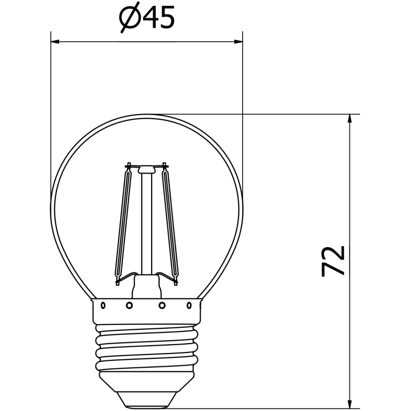 Mexen Vintis LED žárovka filament E27, G45, 2W, Teplá - 2700K, 240 lm, čirá - L156-E14-0227-00 - L156-E27-0227-00