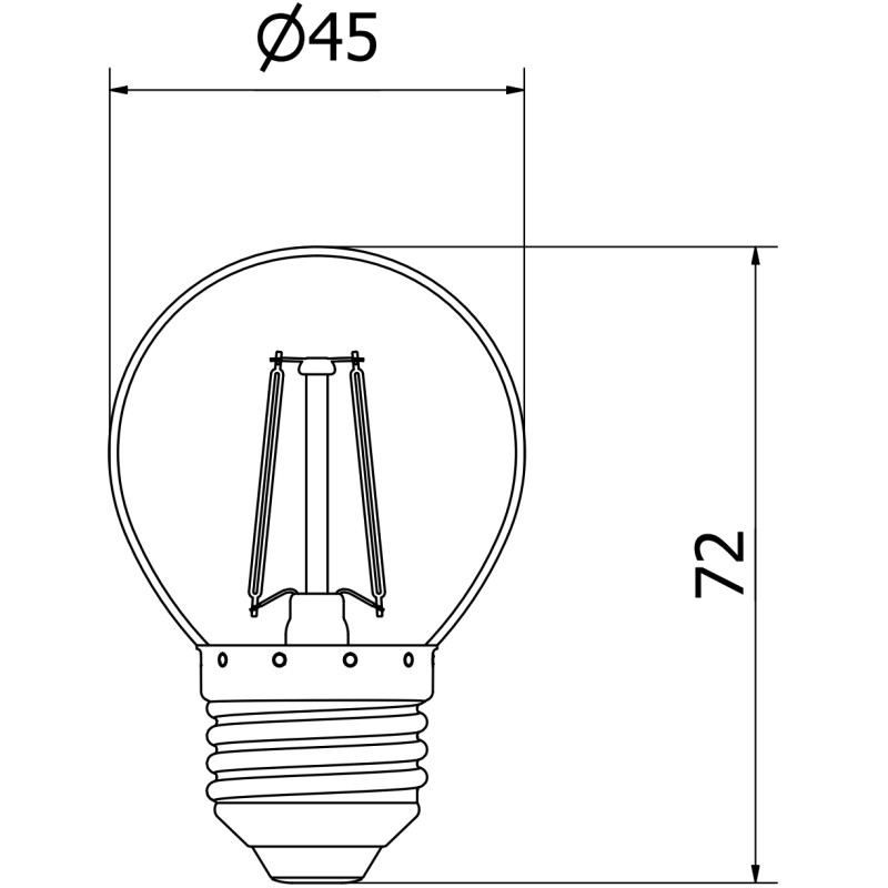 Mexen Vintis LED filamentová žárovka E27, G45, 2W, Neutrální - 4000K, 240 lm, čirá - L156-E27-0227-00 - L156-E27-0240-00