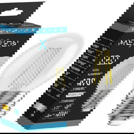 Mexen Vintis LED žárovka s vláknem E27, G45, 4W, Neutrální - 4000K, 470 lm, čirá - L156-E27-0427-00 - L156-E27-0440-00