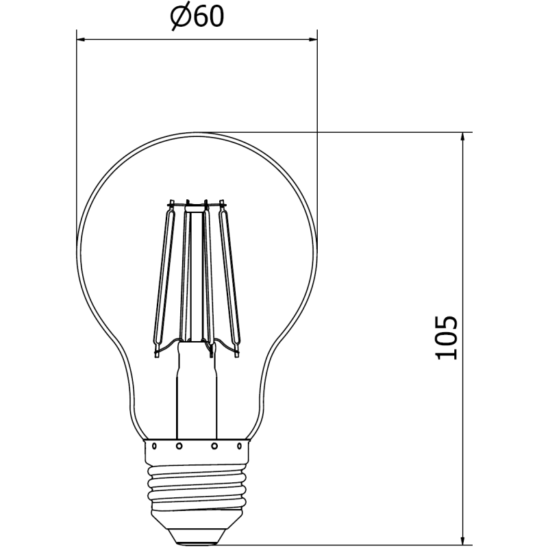 Mexen Vintis LED žárovka filament E27, A60, 4W, Teplá - 2200K, 400 lm, jantarová - L150-E27-0422-50