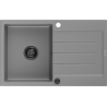 Mexen Bruno granitový dřez 1-komorový s odkapávačem 795 x 495 mm, šedý, černý sifon - 6513791010-71-B