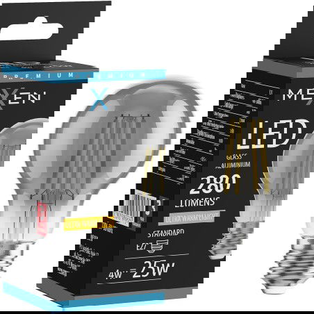 Mexen Vintis LED filamentová žárovka E27, A60, 4W, Teplá - 2200K, 280 lm, kouřová - L150-E27-0422-70