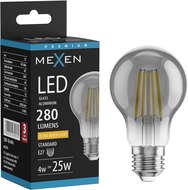 Mexen Vintis LED filamentová žárovka E27, A60, 4W, Teplá - 2200K, 280 lm, kouřová - L150-E27-0422-70