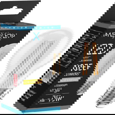 Mexen Vintis Žárovka filament LED E27, A60, 8W, Teplá - 2200K, 1055 lm, čirá - L150-E27-0822-00