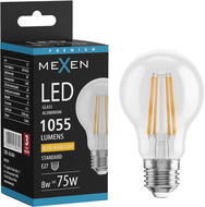 Mexen Vintis Žárovka filament LED E27, A60, 8W, Teplá - 2200K, 1055 lm, čirá - L150-E27-0822-00