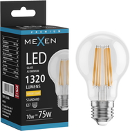 Mexen Vintis Filamentová LED žárovka E27, A60, 10W, Teplá - 2700K, 1320 lm, čirá - L150-E27-1027-00