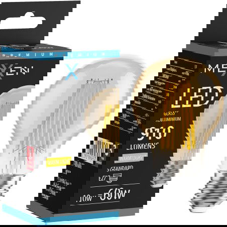 Mexen Vintis LED žárovka filament E27, A60, 10W, Teplá - 2700K, 910 lm, jantarová - L150-E27-1027-50