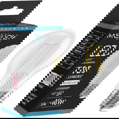 Mexen Vintis LED vlákno žárovka E27, A60, 6W, Neutrální - 4000K, 720 lm, čirá - L150-E27-0640-00