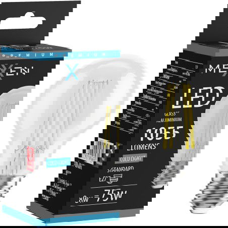 Mexen Vintis LED žárovka filament E27, A60, 8W, Studená - 6500K, 1055 lm, čirá - L150-E27-0865-00