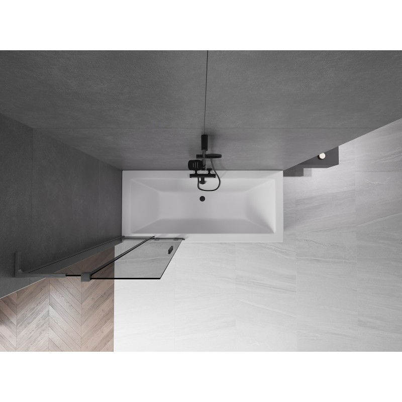 Mexen Velar L vanová zástěna 2křídlová, posuvná 70 x 150 cm, grafit, gun metal - 896-070-003-41-95