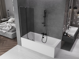 Mexen Velar L dvoudílná posuvná vanová zástěna 80 x 150 cm, grafit, kartáčovaný gun gray - 896-080-003-41-66