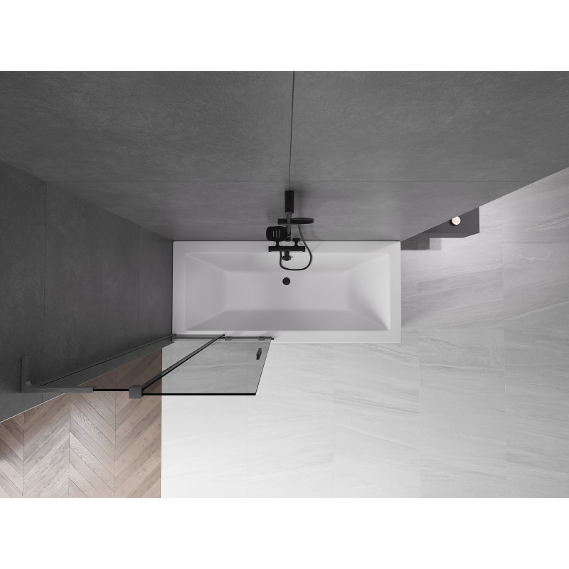Mexen Velar L dvoudílná posuvná vanová zástěna 80 x 150 cm, grafit, kartáčovaný gun gray - 896-080-003-41-66