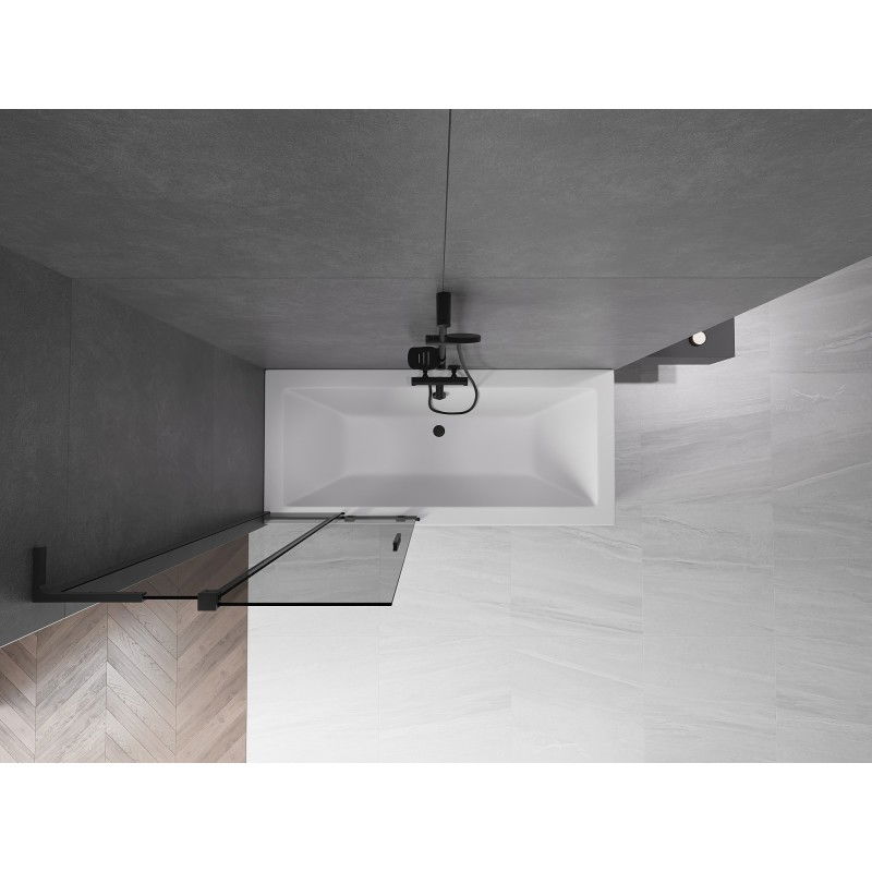 Mexen Velar L vanová stěna 2-dílná posuvná 85 x 150 cm, grafit, černá - 896-085-003-41-70