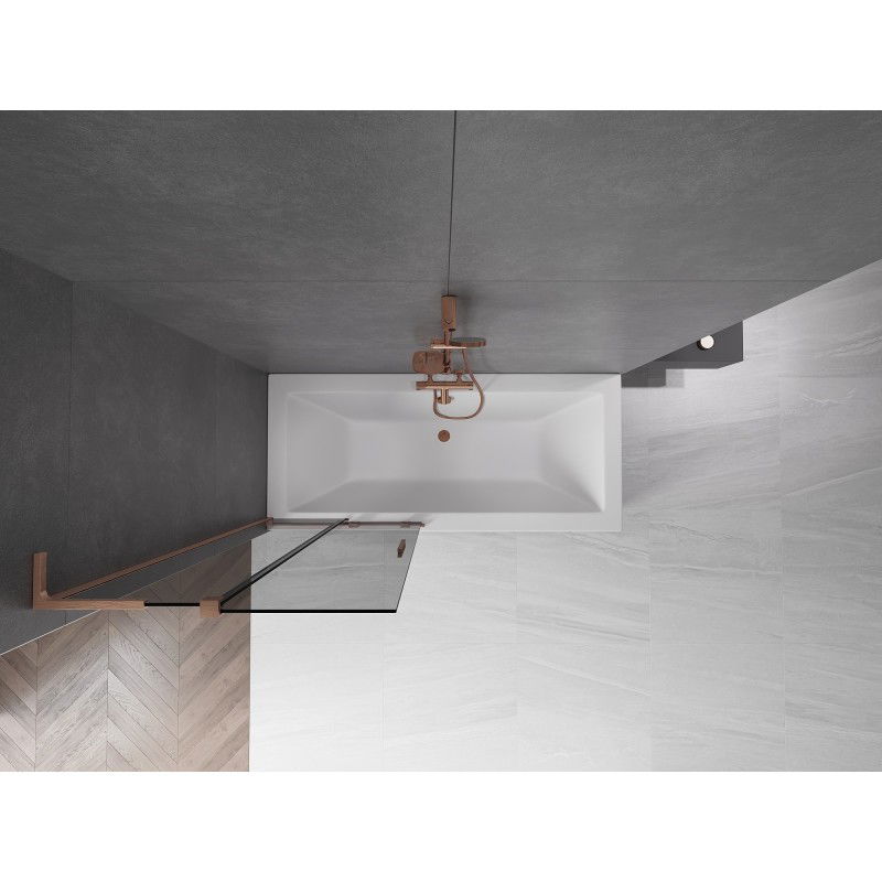 Mexen Velar L vanová zástěna 2dílná posuvná 80 x 150 cm, grafit, kartáčovaná měď - 896-080-003-41-65