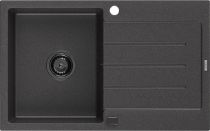 Mexen Bruno jednopákový dřez s odkapávačem 795 x 495 mm, černý kropenatý, černý sifon - 6513791010-76-B