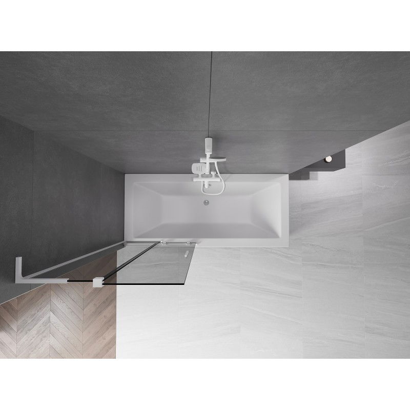 Mexen Velar L vanová zástěna 2dílná posuvná 85 x 150 cm, grafitová, bílá - 896-085-003-41-20