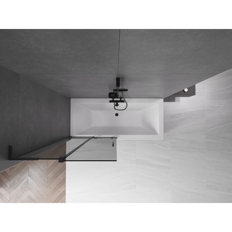 Mexen Velar L vanová zástěna 2-křídlová posuvná 90 x 150 cm, grafit, černá - 896-090-003-41-70