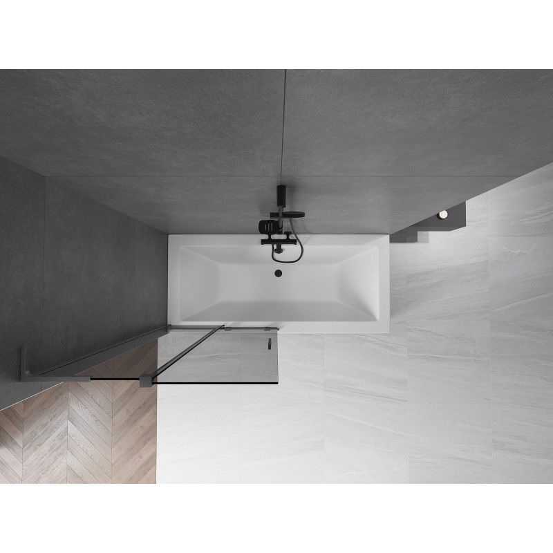 Mexen Velar L vanová zástěna dvoukřídlá posuvná 90 x 150 cm, grafitová, kartáčovaná gun gray - 896-090-003-41-66