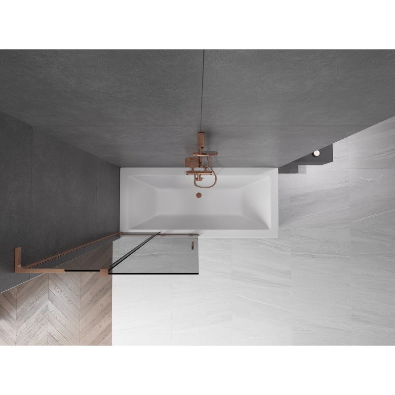 Mexen Velar L vanová zástěna 2-křídlá posuvná 90 x 150 cm, grafit, kartáčovaná měď - 896-090-003-41-65