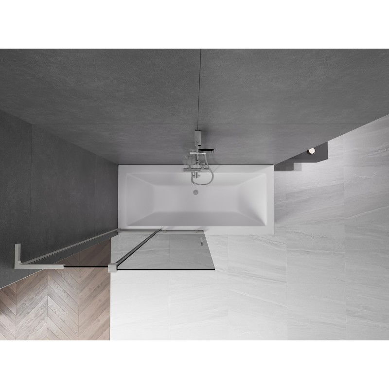 Mexen Velar L vanová zástěna 2-křídlová posuvná 100 x 150 cm, grafit, kartáčovaný nikl - 896-100-003-41-97