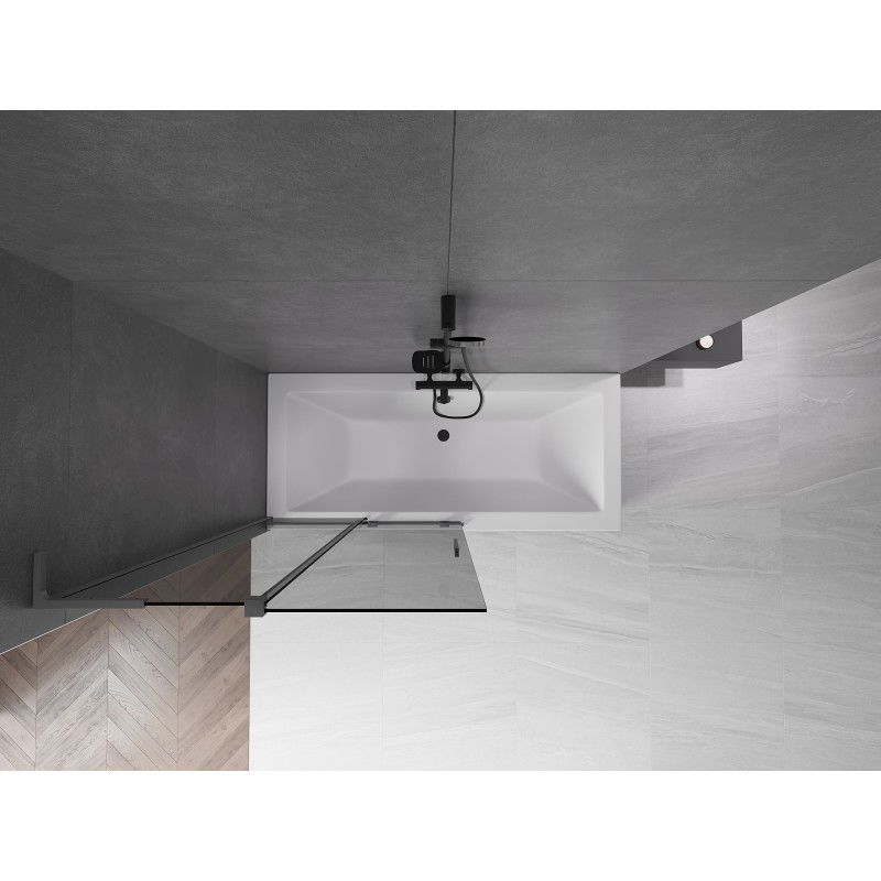 Mexen Velar L vanová zástěna 2-křídlová posuvná 100 x 150 cm, grafit, gun metal - 896-100-003-41-95