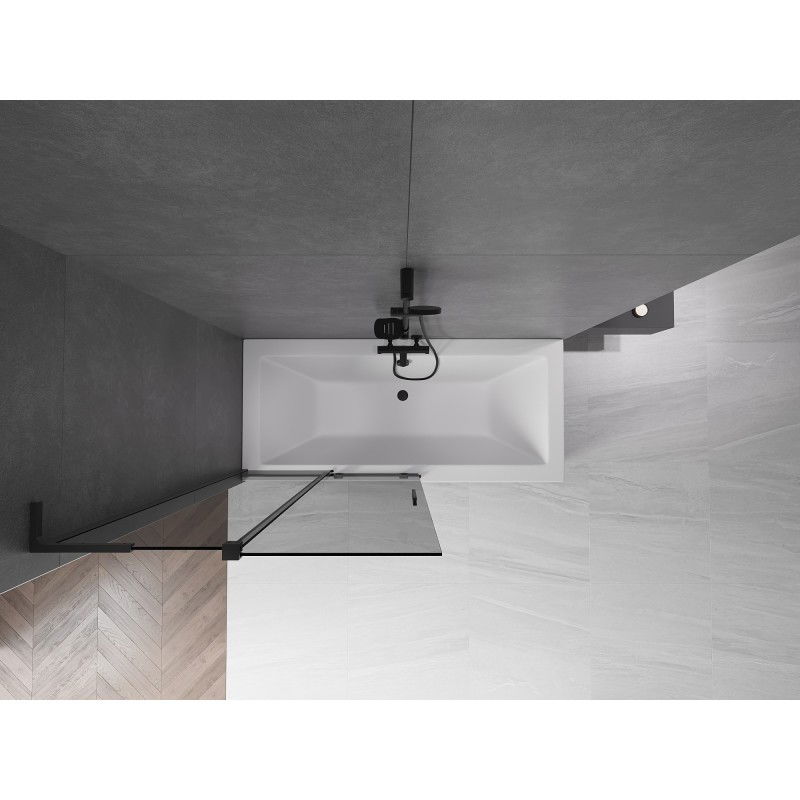 Mexen Velar L vanová zástěna 2-křídlová posuvná 100 x 150 cm, grafitová, černá - 896-100-003-41-70