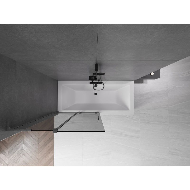 Mexen Velar L sprchová zástěna na vanu 2-křídlová posuvná 100 x 150 cm, grafit, gun gray kartáčovaný - 896-100-003-41-66