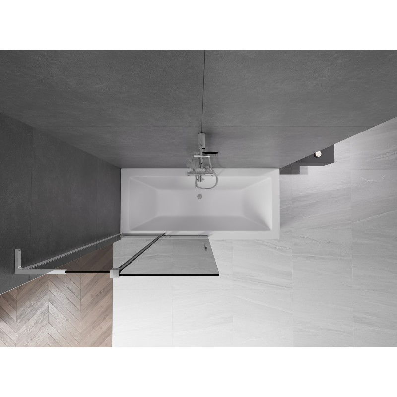 Mexen Velar L vanová zástěna 2-křídlová posuvná 100 x 150 cm, grafit, chrom - 896-100-003-41-01