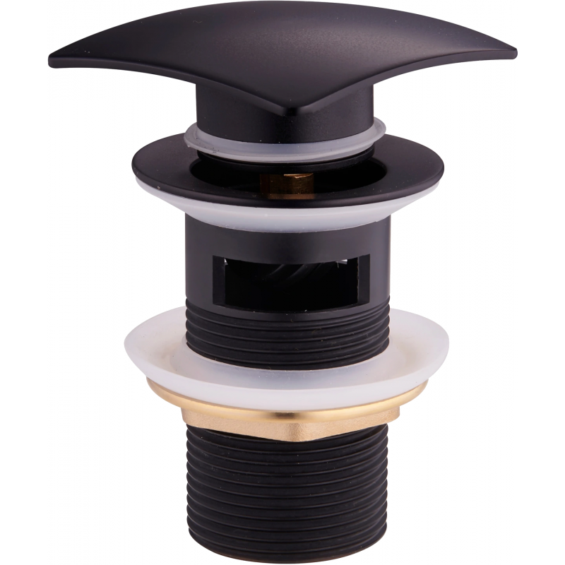 Mexen klik-klak čtvercový zátkový uzávěr s přepadem, černý - 79926-70