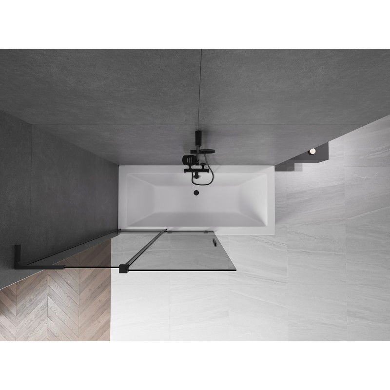 Mexen Velar L vanová zástěna 2-křídlová posuvná 110 x 150 cm, grafit, černá - 896-110-003-41-70