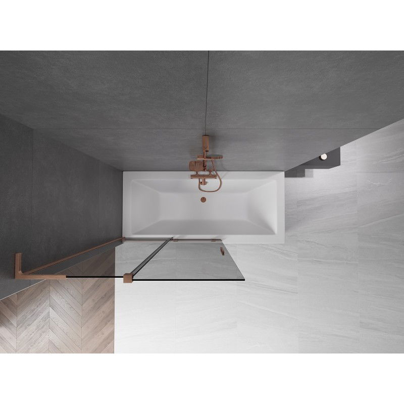 Mexen Velar L vanová zástěna 2-křídlová posuvná 110 x 150 cm, grafit, měď kartáčovaná - 896-110-003-41-65