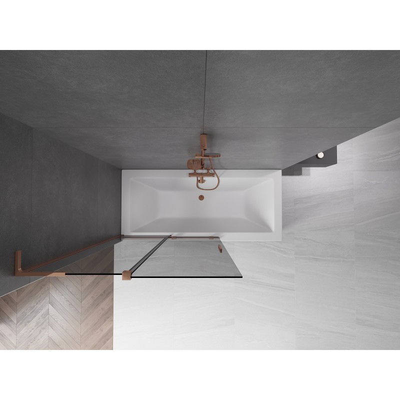 Mexen Velar L vanová zástěna dvoukřídlá posuvná 110 x 150 cm, grafit, růžové zlato - 896-110-003-41-60