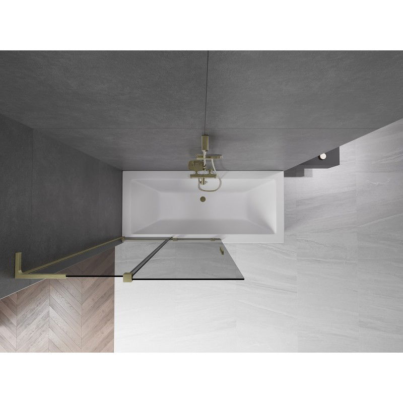 Mexen Velar L sprchová zástěna 2-křídlová posuvná 110 x 150 cm, grafitová, zlatá kartáčovaná - 896-110-003-41-55