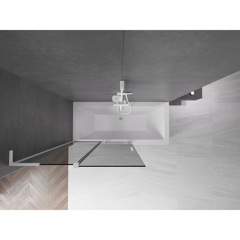 Mexen Velar L paraván na vanu 2dílný posuvný 110 x 150 cm, grafitový, bílý - 896-110-003-41-20