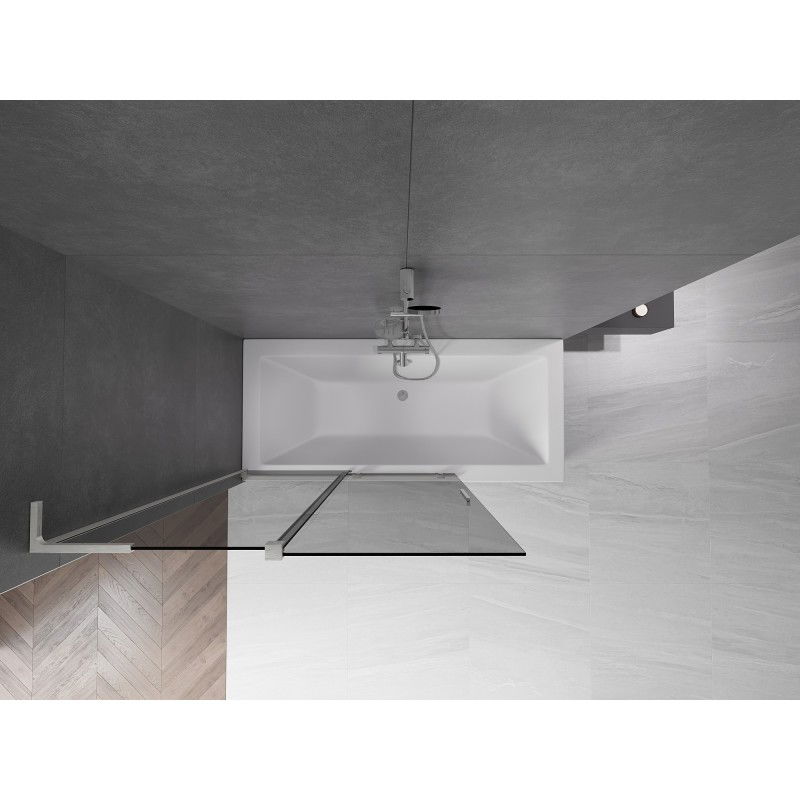 Mexen Velar L vanová zástěna 2-křídlová posuvná 120 x 150 cm, grafit, kartáčovaný nikl - 896-120-003-41-97