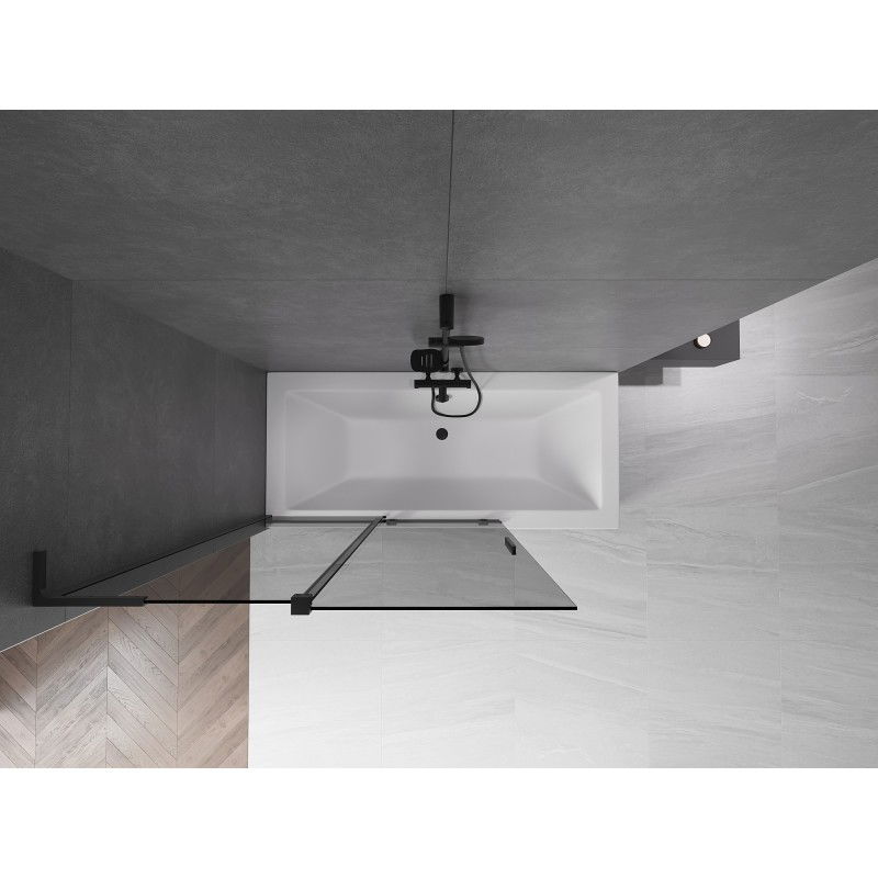 Mexen Velar L vanová zástěna dvoukřídlá posuvná 120 x 150 cm, grafit, černá - 896-120-003-41-70