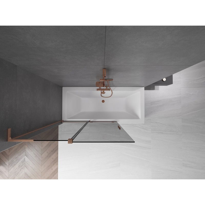 Mexen Velar L vanová zástěna 2-křídlová posuvná 120 x 150 cm, grafit, kartáčovaná měď - 896-120-003-41-65