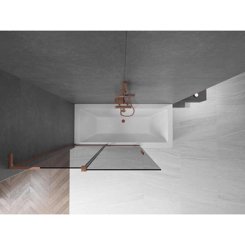 Mexen Velar L vanová zástěna 2křídlá posuvná 120 x 150 cm, grafit, růžové zlato - 896-120-003-41-60