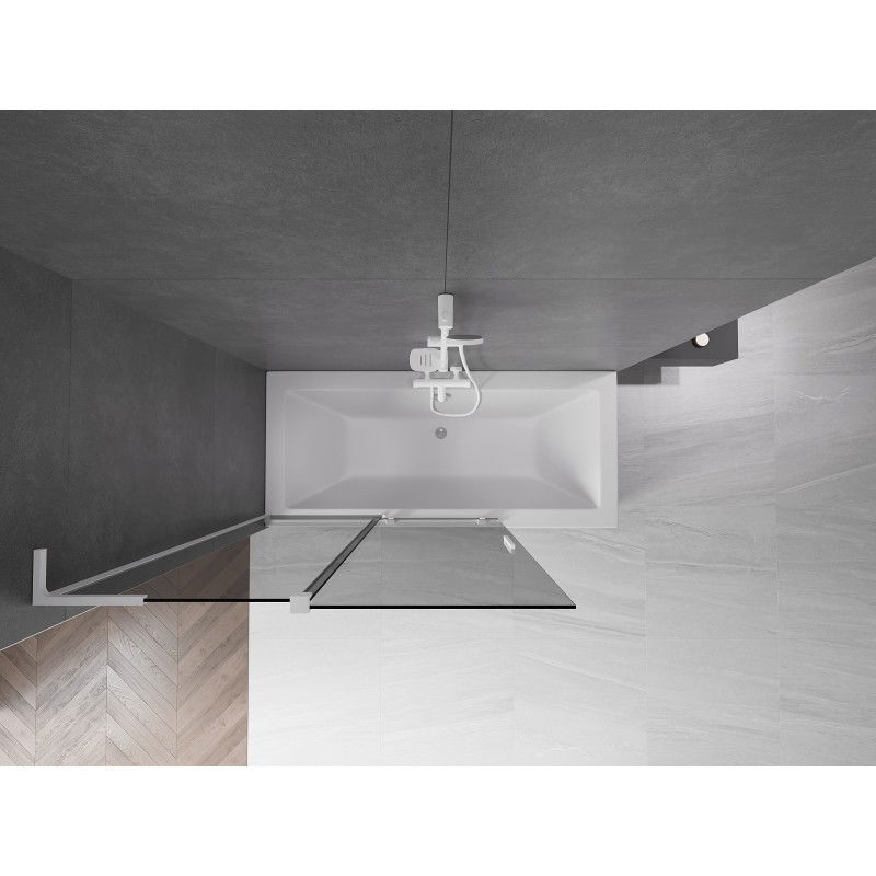 Mexen Velar L vanová zástěna 2křídlá posuvná 120 x 150 cm, grafit, bílá - 896-120-003-41-20