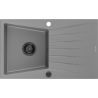 Mexen Cesar granitový dřez 1-komorový s odkapávačem 775 x 470 mm, šedý, sifon černý - 6514771010-71-B